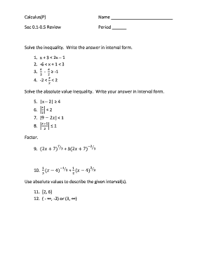Calculus Homework Assignment