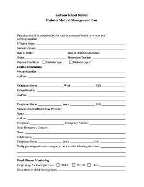 Diabetes Medical Management Plan
