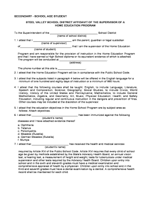 Pennsylvania Home Education Program Affidavit
