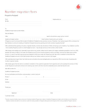 Vodafone Prepaid to Postpaid Migration Request