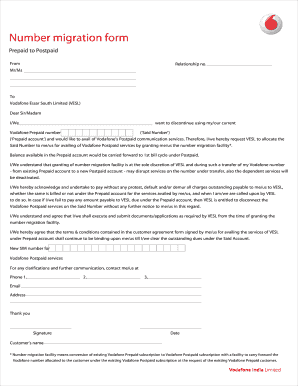 Vodafone Prepaid to Postpaid Migration Form