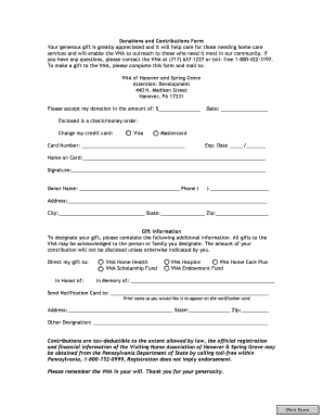 Donations and Contributions Form