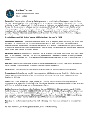 BirdFest Texoma Registration Form