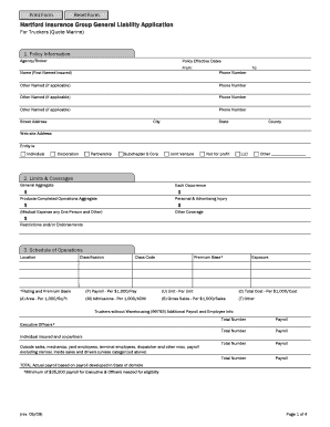 Hartford Insurance Group General Liability Application for Truckers