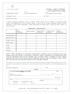 Payroll Direct Deposit Authorization Form