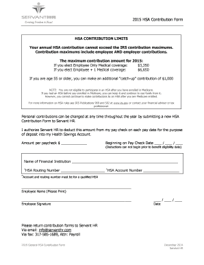 2015 HSA Contribution Form