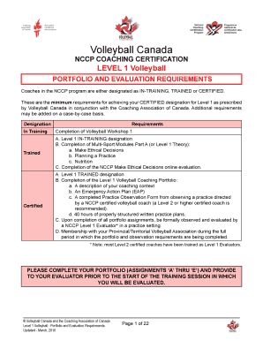NCCP Level 1 Volleyball Certification Requirements