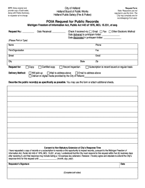 Michigan FOIA Request Form