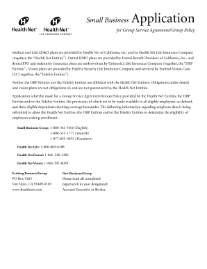 Small Business Group Service Agreement Application