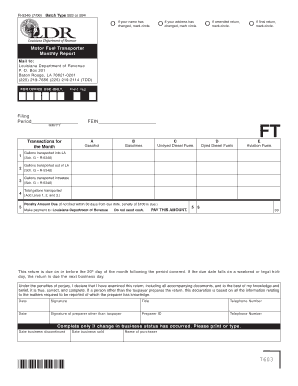 Louisiana Motor Fuel Transporter Monthly Report