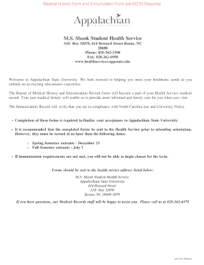 Medical History and Immunization Form