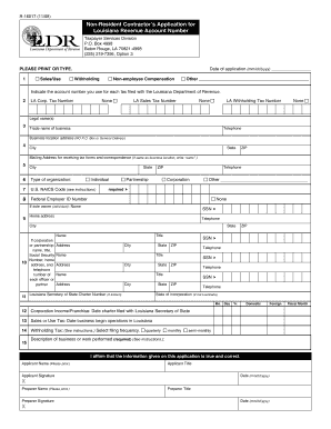 Louisiana Non-Resident Contractor Tax Application