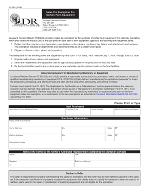 Louisiana Farm Equipment Sales Tax Exemption Form