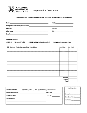 Reproduction Order Form