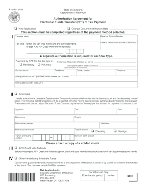 Louisiana EFT Tax Payment Authorization