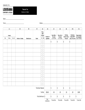 Louisiana Tobacco Tax Credit Schedule