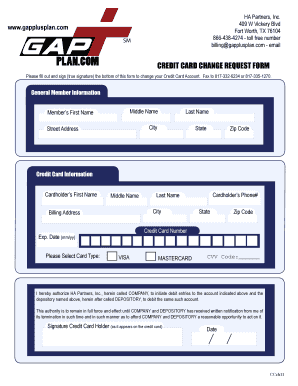 Credit Card Change Request Form