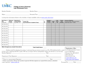 College of Arts & Sciences Late Withdrawal Form
