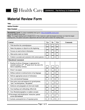 Material Review Form