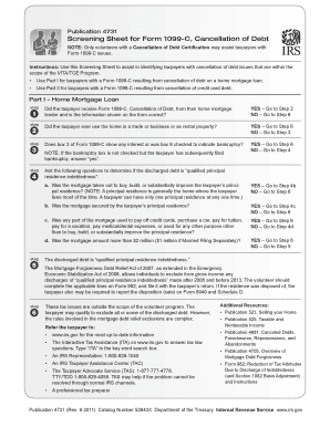 IRS Form 1099-C Screening Sheet