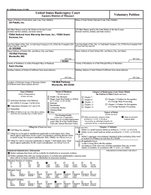 US Bankruptcy Voluntary Petition Form B1