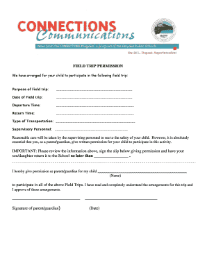 Field Trip Permission Form