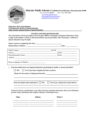 Student Concern Questionnaire