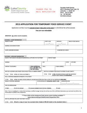 Temporary Food Service Event Application