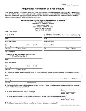 Request for Arbitration of a Fee Dispute