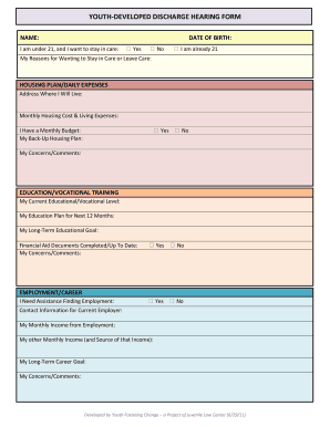 Youth Discharge Hearing Form