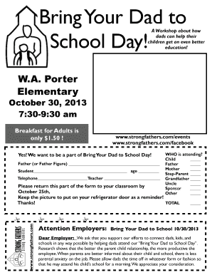 Bring Your Dad to School Day Registration Form