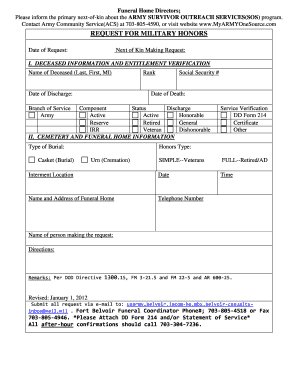 Request for Military Honors