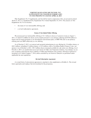 NorthStar Healthcare Income Subscription Agreement