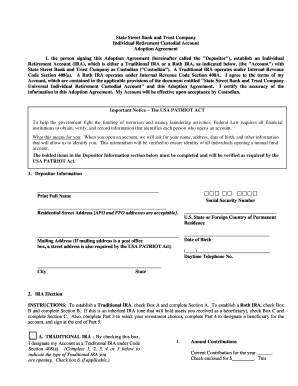 State Street Bank IRA Adoption Agreement