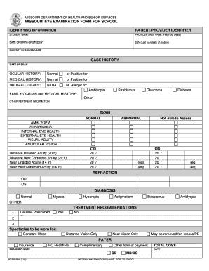 Missouri School Eye Examination Form
