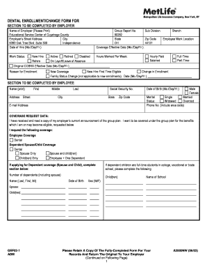 Dental Enrollment Form