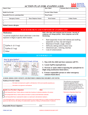District of Columbia Anaphylaxis Action Plan