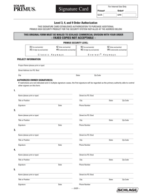 Primus High Security Order Authorization
