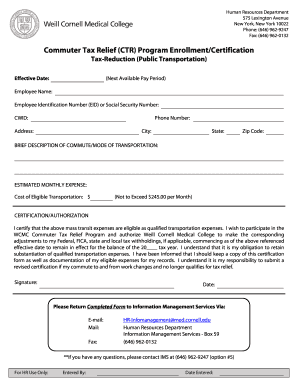 Commuter Tax Relief Program Enrollment Form
