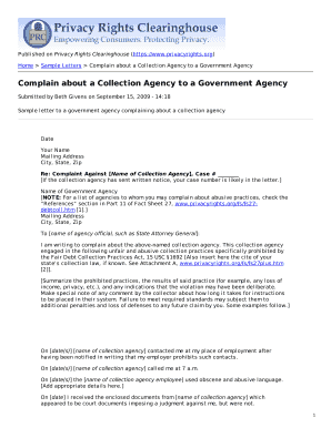 Complaint Letter to Government Agency