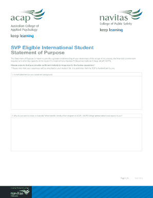 SVP Eligible International Student Statement of Purpose