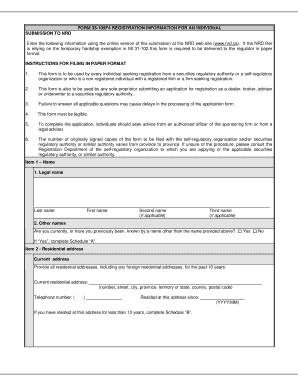 Form 33-109F4 Registration Information for an Individual