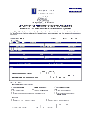 John Jay College Graduate Application Form
