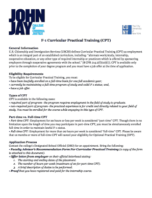 F-1 Curricular Practical Training Application