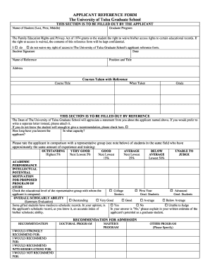 Applicant Reference Form
