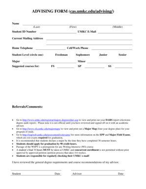 UMKC Advising Form