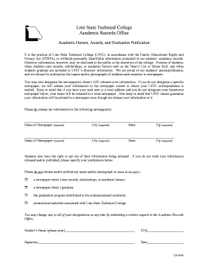Linn State Technical College Academic Honors Release Form