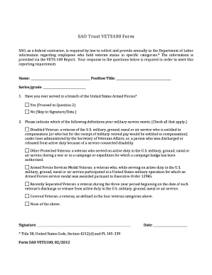 SAO VETS100 Form