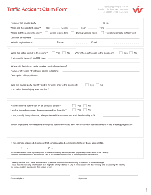 Traffic Accident Claim Form