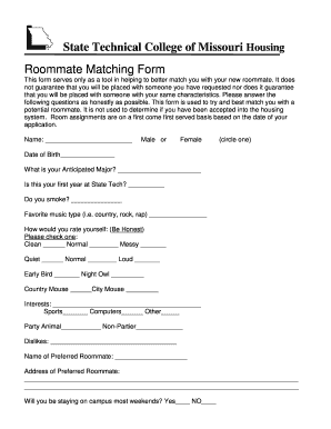 State Technical College Roommate Matching Form